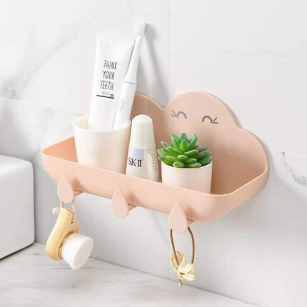 Cloud Bathroom Organizer Set with 3 Hooks and Adhesive Sticker
