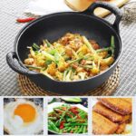 Pre-Seasoned Pure Cast Iron Flat Bottom Wok with Wooden Lid – Durable & Non-Stick