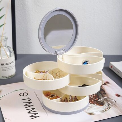 4 Layer Rotating Accessories Storage Box – Stylish & Space-Saving Organizer