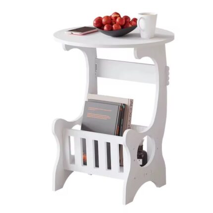 Multipurpose Bedside/Balcony/Coffee/Living Round Magazine with PVC Mat
