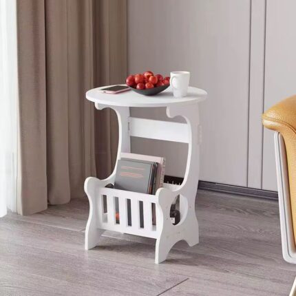 Multipurpose Bedside/Balcony/Coffee/Living Round Magazine with PVC Mat