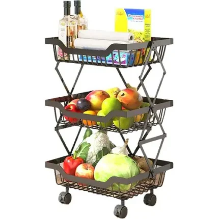 Foldable Storage Rack 3 Layer with Trolley Mobility