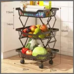 Foldable Storage Rack 3 Layer with Trolley Mobility