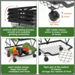 Foldable Storage Rack 3 Layer with Trolley MobilityFoldable Storage Rack 3 Layer with Trolley Mobility