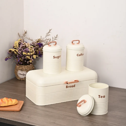 Alloy Bread Bin with Three Canister Set