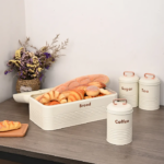 Alloy Bread Bin with Three Canister Set