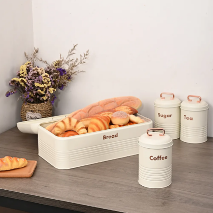 Alloy Bread Bin with Three Canister Set