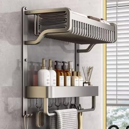 2-Layer Bathroom Space Towel Rack