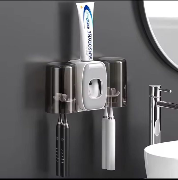 Creative Automatic Toothpaste Squeezer & Toothbrush Holder Set With 2 ...