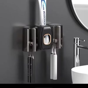 Creative Automatic Toothpaste Squeezer & Toothbrush Holder Set with 2 Cups