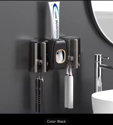 Creative Automatic Toothpaste Squeezer & Toothbrush Holder Set with 2 Cups