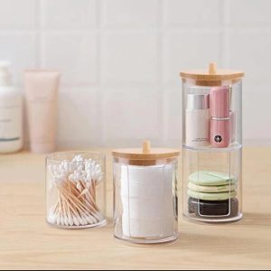 2 Pcs Cotton Pad Holder Jars
