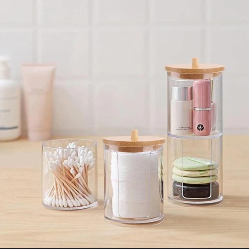 2 Pcs Cotton Pad Holder Jars 2 Pcs Cotton Pad Holder Jars