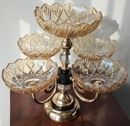 Heavy Glass 5 Arm Fruit Bowl Elegant Presentation Set