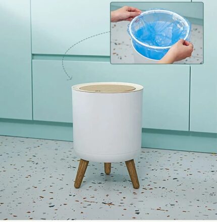 Nordic Style Dustbin with Wood Grain Cover