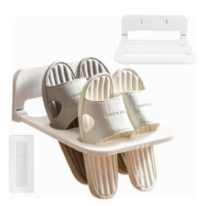 2in1 Adhesive Wall Mounted Folding Bathroom Slippers and Crocs Storage Rack