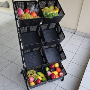 360° Rotating Multifunctional Metallic Vegetable/Fruits Cart Storage Rack