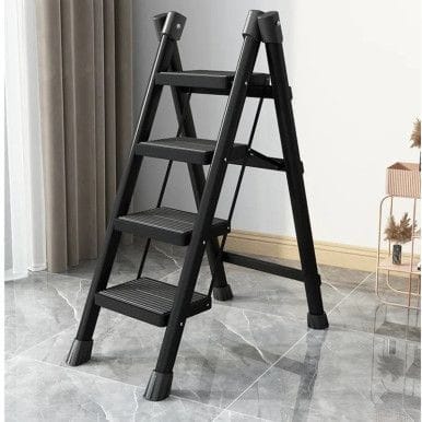 4-Step Black Foldable Ladder