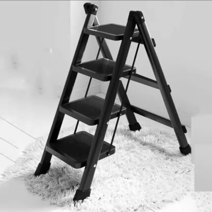 4-Step Black Foldable Ladder