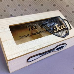 2 compartments wooden teabag / coffee organizer