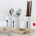 Cutlery Organizer with Oak Base