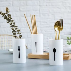 Cutlery Organizer with Oak Base