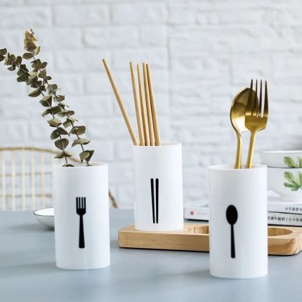 Cutlery Organizer with Oak Base