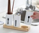 Cutlery Organizer with Oak Base