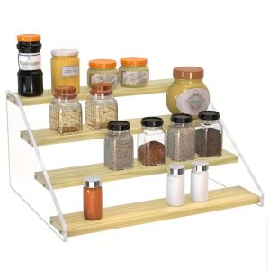 3 Tier Bamboo and Acrylic Multi Purpose Stand