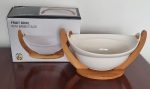 Ceramic Fruit Bowl on Bamboo Base