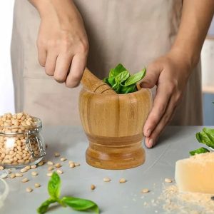 Bamboo Mortar and Pestle Set