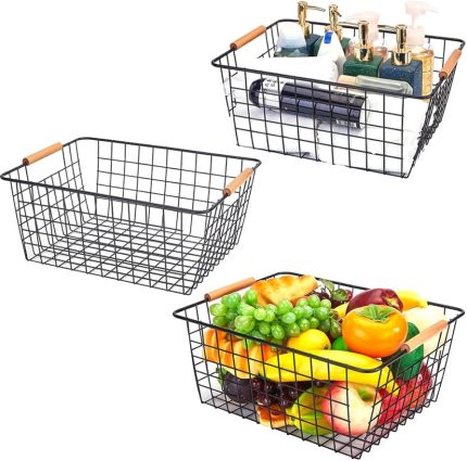 BLACK & WHITE Metallic Mesh Basket