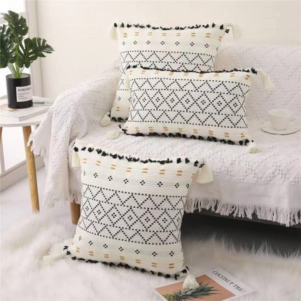 Fancy Tufted Throw Pillow Covers with Tassels