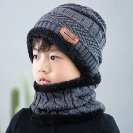 Winter Kids Beanies Hat and Scarf Set
