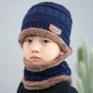 Winter Kids Beanies Hat and Scarf Set