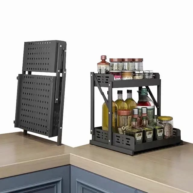 2 Tier Multifunctional Foldable Kitchen Spice Rack 2 Tier Multifunctional Foldable Kitchen Spice Rack