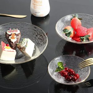 transparent glass plates and bowls