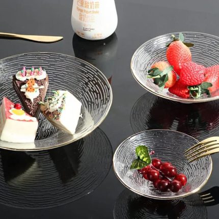 transparent glass plates and bowls