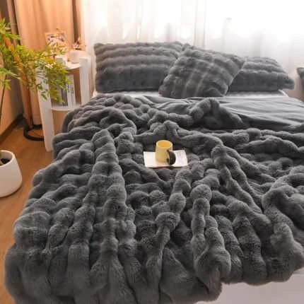Big Size Soft Bubble Winter Throw Blanket Plain