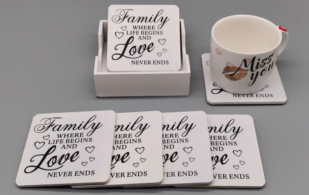 Family Write Up Cup Coaster set Family Write Up Cup Coaster set
