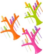 Re-usable 6pcs Fruit Pick Forks Set with Stand