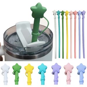 Silicone Straw With Star Straw Cap
