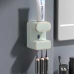 Automatic Toothpaste Squeezer Wall-mounted Electric Toothpaste Dispenser Dust-proof Toothbrush Holder