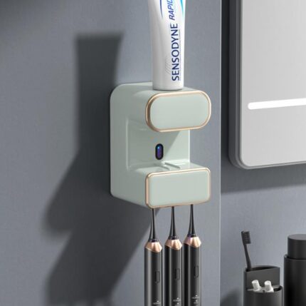 Automatic Toothpaste Squeezer Wall-mounted Electric Toothpaste Dispenser Dust-proof Toothbrush Holder