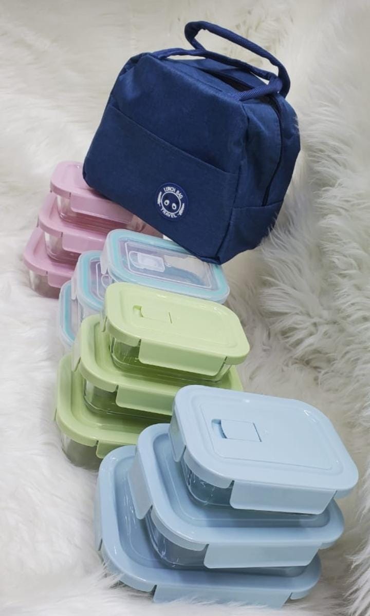 Glass Snack Box with Lunch Bag Glass Snack Box with Lunch Bag