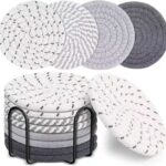 Rattan Coasters with Metallic Holder set