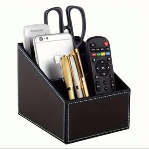 Multi-Compartment Leather Desk Organizer