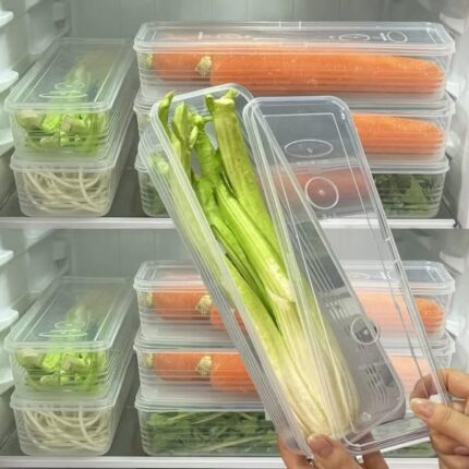 Refrigerator Herb Storage Box – Fresh-Keeping Crisper Organizer with Lid