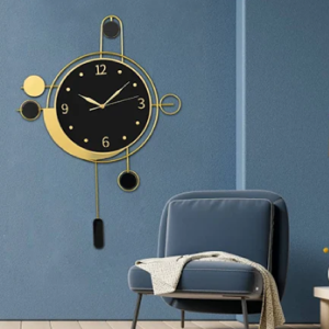 Modern Luxury Giant Wall Clock – Gold Round Creative Nordic Metal Digital Wall Clock