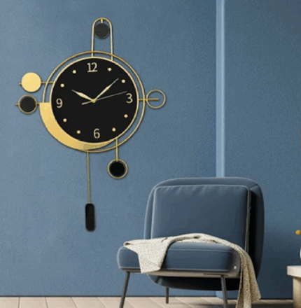 Modern Luxury Giant Wall Clock – Gold Round Creative Nordic Metal Digital Wall Clock